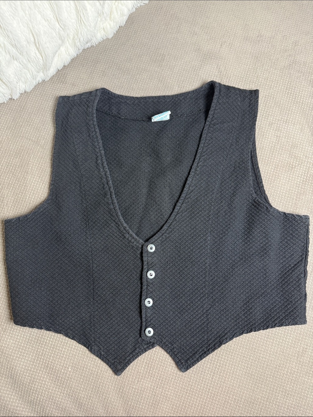 Vintage 80s Wild Palms Women’s Black Button Vest made in USA 100% Cotton